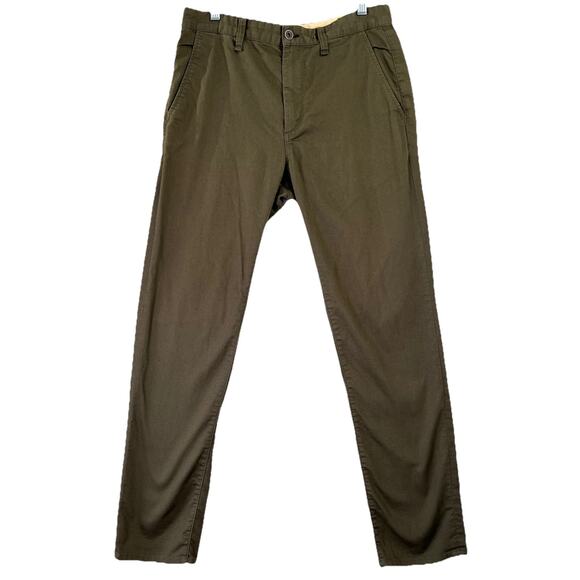 Rag & Bone Pants Mens 32 Chino Fit Olive Green Slim Leg Stretch Twill - Picture 1 of 11
